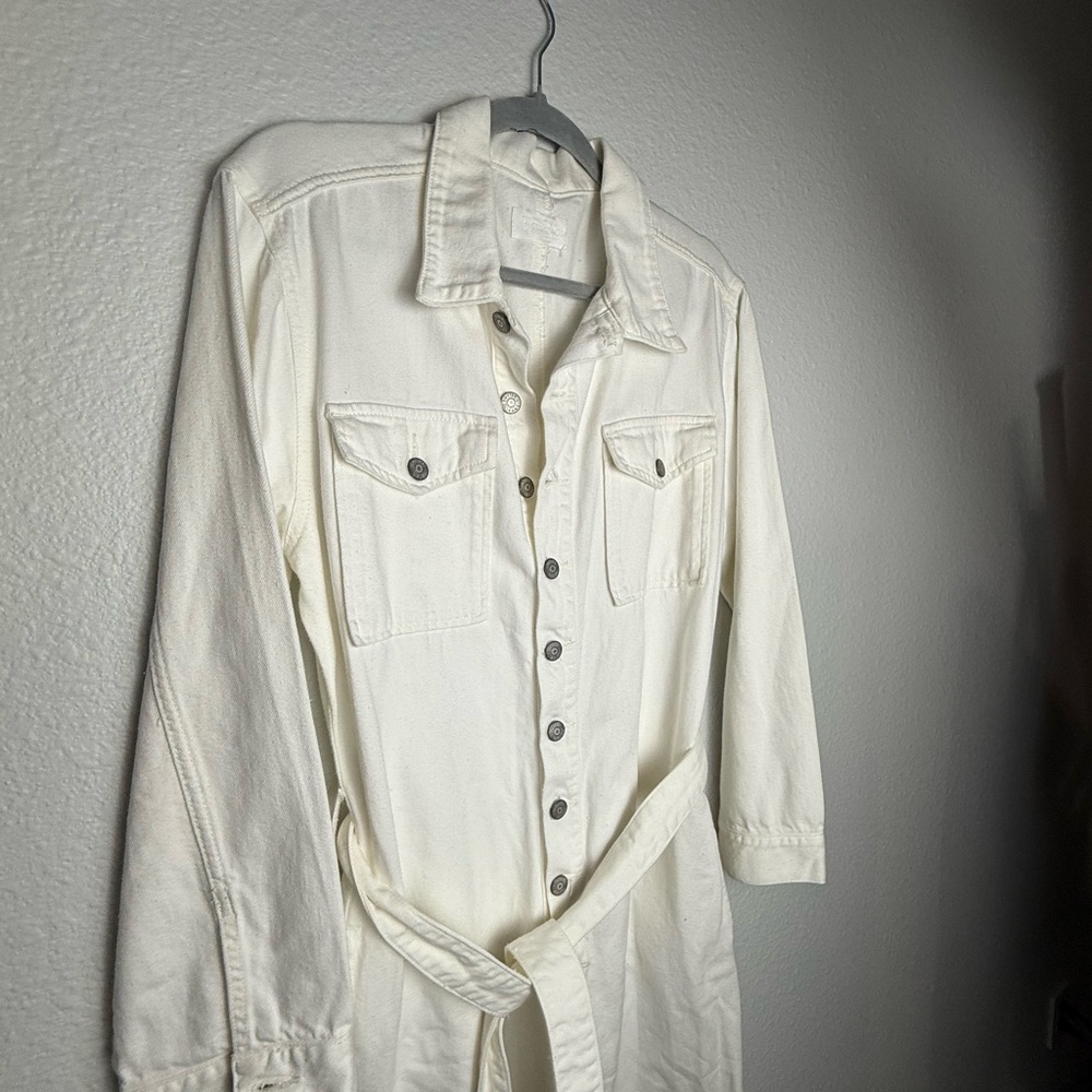 Boyish Cream Button-Up Belted Jumpsuit Size M. - Picture 5 of 14